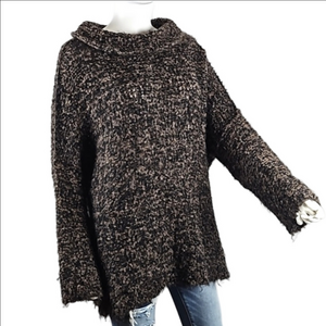 Free People She's All That Brown Back Alpaca Knit Oversized Turtleneck Sweater